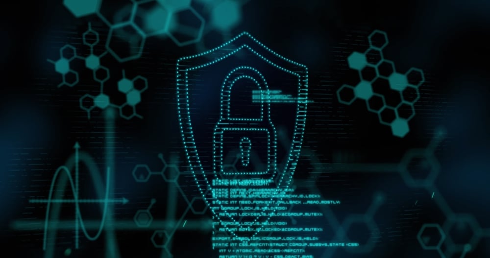 Imageofsecuritypadlockiconchemicalstructuresanddataprocessing | enstep technology solutions Business It Security